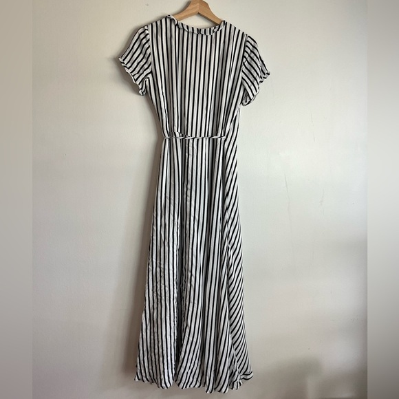 Bardot Black & White Striped Wrap Maxi Dress - Size US 6 - Picture 7 of 15